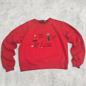 Vintage red embroidered golf crewneck
